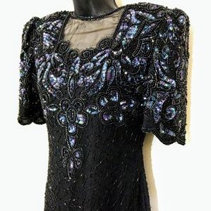 Vintage silk beaded and sequin dress PS